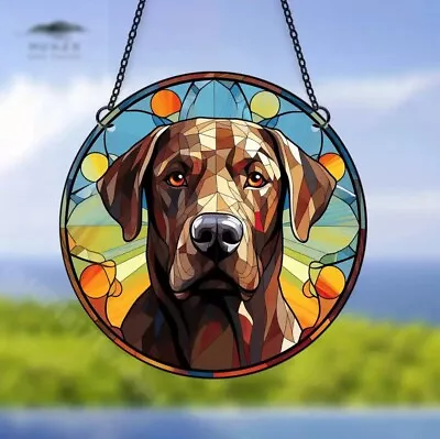 Buy Chocolate Labrador Dog Design Suncatcher Stained Glass Effect Home Decor Gift • 6.95£