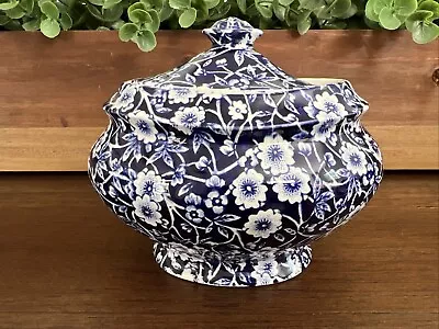 Buy Crownford China Staffordshire Calico Blue Covered Sugar Bowl 5.5” Length • 32.61£