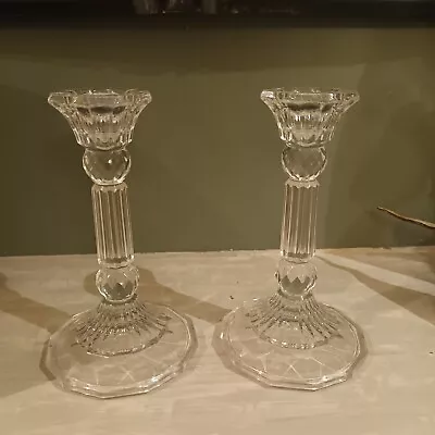 Buy Vintage   Beautiful Crystal Taper Candlesticks Set Of 2 • 18£