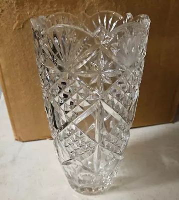 Buy Vintage Beautiful Bohemian Czech Cut Crystal Vase Heavy 7.75  • 9.33£