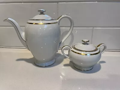 Buy Vintage THOMAS White Ivory TEAPOT Sugar Bowl Set Gold Trimmed China GERMANY • 23.25£