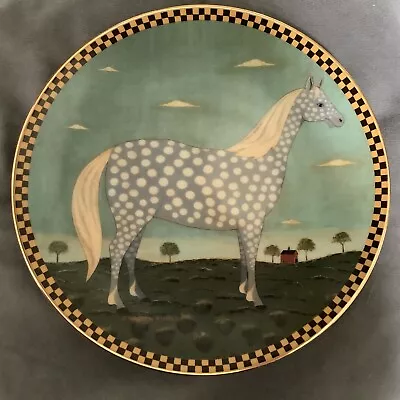 Buy Vintage WARREN KIMBLE Polka Dot Folk Art Dapple Grey Horse Decorative Plate 1994 • 40£