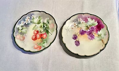 Buy Antique 2 Hand Painted D&C Limoges Fruit Dessert Plates, 7 1/2” Dia., MINT, Sign • 61.59£