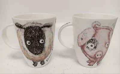 Buy X2 Roy Kirkham Mugs - Please Shut The Gate Sheep & Pig Design 11.5cm Fine China • 9.99£