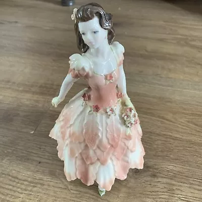 Buy COALPORT CHINA LADY FIGURE DOLL EMMA PEACH & WHITE DRESS- Read Description • 15£