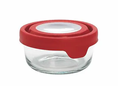 Buy Anchor Hocking Round Small Glass Jar With Red Lid Storage Oven Microwave Safe • 8.99£