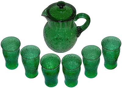 Buy McKee Innovation Crackle Glassware # 88-1 Green Covered Iced Tea Set • 139.78£