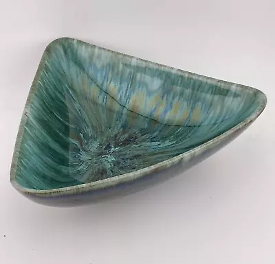 Buy Blue Mountain Pottery Teal Drip Glaze 7  Triangle Bowl Candy Dish BPM • 14.91£