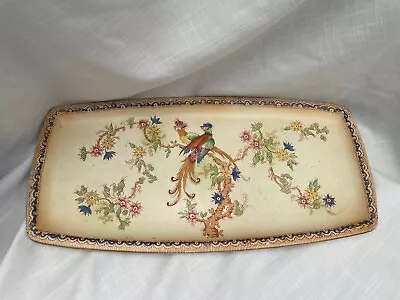 Buy Antique Crown Ducal Pottery Sharing Long Plate Peacocks On Trees Ceramic • 10£