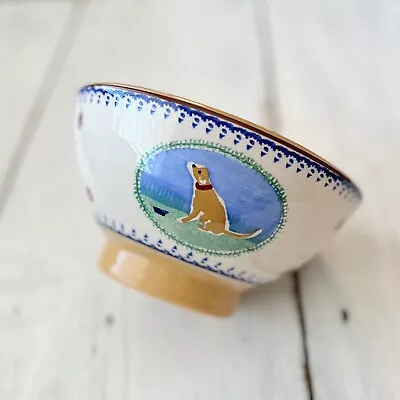 Buy 1 - Nicholas Mosse Pottery 7” Dog Bowl Ireland Golden Retriever Cream Blue Green • 32.68£