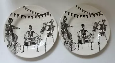 Buy ROYAL STAFFORD POTTERY Skeleton Band DESSERT PLATES X 2 Halloween Jazz • 24.99£