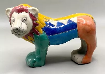 Buy Raku Pottery South African Hand Made By Artisans Hand Painted Lion Figurine • 25£