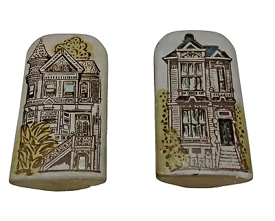 Buy Painted Lady Houses San Francisco Wall Pocket Ceramic Vases Vintage Set~2 • 27.07£