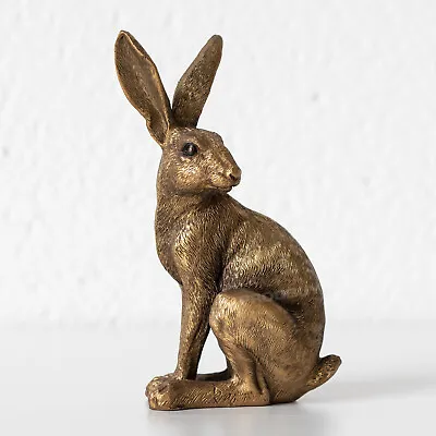 Buy Small 15cm Bronze Sitting Hare Ornament Figurine Statue Sculpture Rabbit Figure • 15£