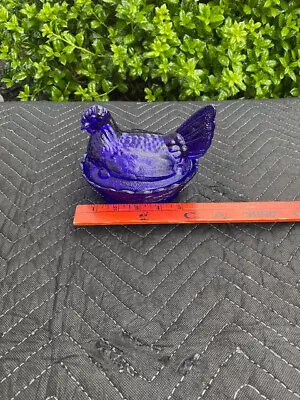 Buy Vintage Cobalt Blue Glass Hen On Nest Covered Trinket Candy Dish • 23.25£