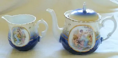 Buy Bavaria Teapot And Matching Creamer Set Royal With Gold Accents Fine Porcelain • 13.99£