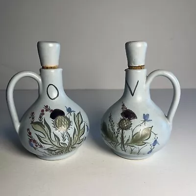 Buy Buchan Portobello Stoneware Thistleware Scotland Vinegar Oil Cruet Set Blue EUC • 17.70£