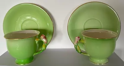Buy Royal Winton Green 2  Tea Cups With Saucers • 8£