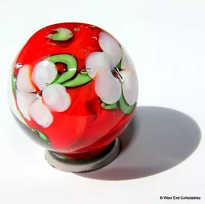 Buy 22mm Scarlet Bloom Glass Art Toy Marble +Stand-Handmade Collectors Piece Marbles • 7.49£