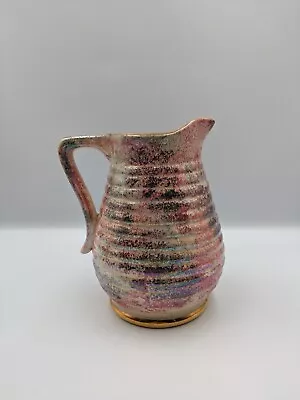 Buy Large Vtg Mottled Pink And Pearl Lustre Ribbed Jug Govancroft Stoneware Glasgow • 19.98£