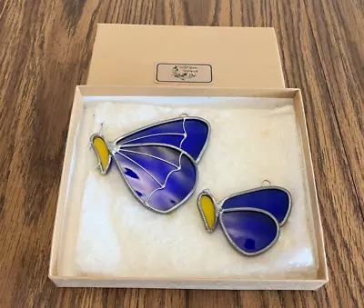 Buy 2 Stained Glass Butterfly Hanging Ornaments In Box • 17.99£