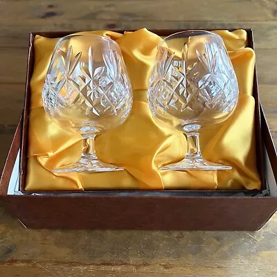 Buy Edinburgh Crystal Cognac Glasses In Box. Signed. Lomond Cut. Vintage 1980s. • 45£