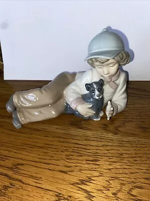 Buy Lladro Nao No1149 My Pal .Boy Lying On Floor With Dog Vgc • 18.99£