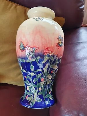 Buy Old Tupton Ware Floral Vase With Butterflies H14.5 Inch Tall Vgc • 49£