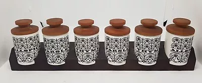 Buy Vintage Hornsea Pottery, White Scroll Spice Jars X 6 With Wooden Lids • 38£