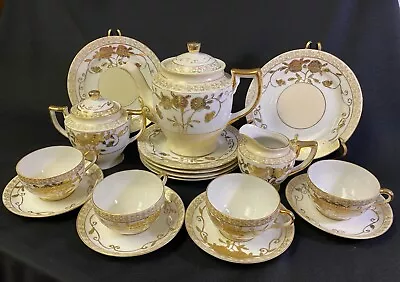 Buy Moriyama Mori-Machi Tea Set Hand Painted Gold Gilt Moriage Made In Japan~Antique • 139.78£