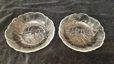 Buy Vintage Arcoroc France Canterbury Patter Clear Glass Small Dishes 2 • 7£