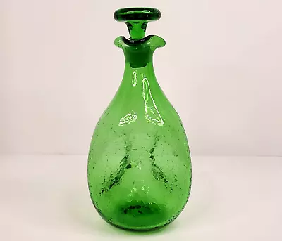 Buy Blenko Green Crackle Glass Pinched 3 Sided Decanter With Stopper 10  Tall RARE • 186.39£