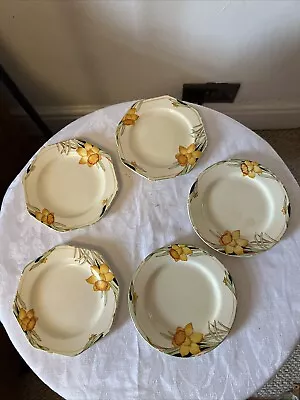 Buy 5 X Crown Ducal Daffodil 3234 Small Octagonal / Round Plates • 19.95£