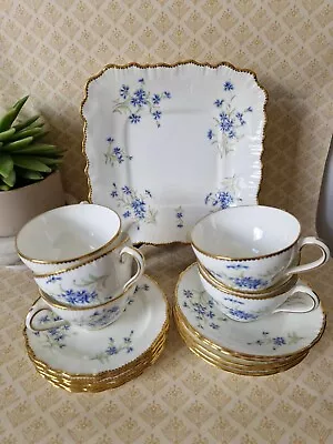 Buy Mortlocks Cauldon Cornflower Porcelain 5 Tea Sets Dessert Serving Plate Vintage  • 120£