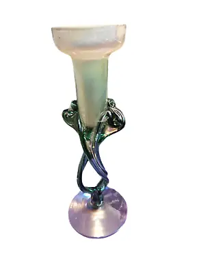 Buy Vintage 3 KROSNO JOZEFINA MAKORA White Green Stem ART NOUVEAU Glass CANDLESTICK • 21£