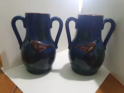Buy Pair Torquay Pottery Pheasant Vases 11.5cm High (B40) • 25£