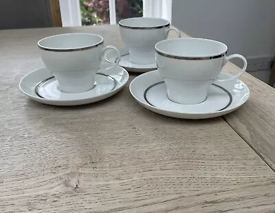 Buy Thomas Germany Medallion Thick Platinum Band White China Cups And Saucers • 20£