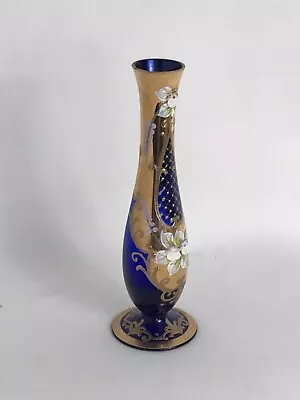 Buy Czech Bohemian Cobalt Blue/Gold Vase Mid Century, Vintage/ • 12£