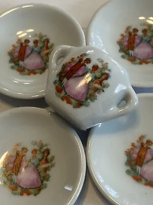 Buy Vintage Childs Tea Set Plates Play Dishes Victorian People Garden Man Woman • 18.66£