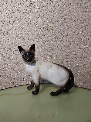 Buy Vintage Beswick Ceramic Siamese Cat Figurine Blue Eyes • 15£