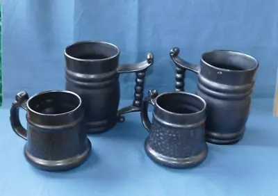 Buy Prinknash Goth/medieval Style Black Studio Pottery-2 Pairs Of Different Tankards • 5.95£