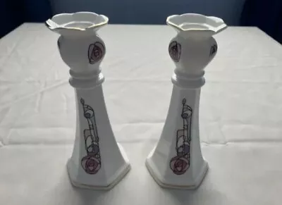 Buy Pair Retro Aynsley Rennie MacIntosh Candle Stick Holders Unused With Stickers • 16.49£