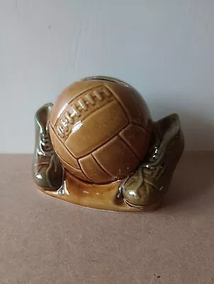 Buy Retro Vintage SZEILER Hand Painted Football & Boots Ceramic Pottery Money Box • 6£