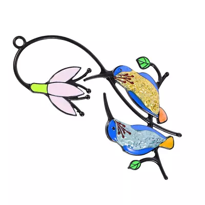 Buy Stained Glass Suncatcher Window Hangings Suncatcher Birds Window Panel Decor • 9.28£