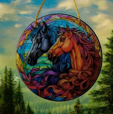 Buy 15cm Noble Steeds Acrylic Stained Glass Window Suncatcher Hanging Horse Gifts • 8.99£