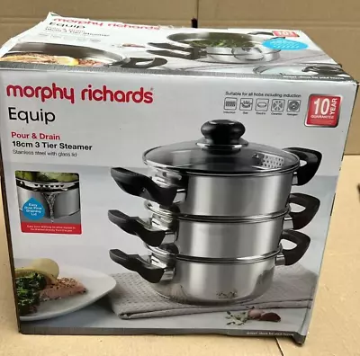 Buy Morphy Richards Equip 970008, 3 Tier Steamer With Tempered Glass Lid(used) • 21.41£