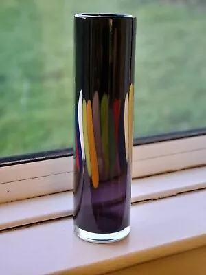 Buy Vintage Skrdlovice Signed Jiri Beranek Czech Art Glass Amethyst Rainbow Vase • 299.99£