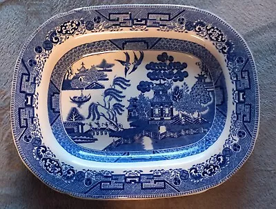Buy *reduced* Blue Willow Serving Plate Ridgway England Semi China Approx 30x24cm • 24.99£