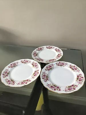 Buy Set 3 X Vintage Queen Anne  Princess Rose  Bone China Sandwic Plates • 8£