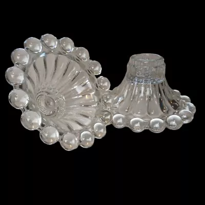 Buy 1950s Anchor Hocking Clear Berwick Bubble Boopie Candle Stick Holders Set Of 2 • 18.64£